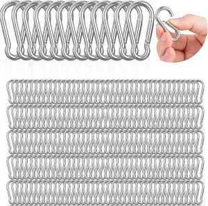 200 Pcs Waterproof Spring Snap Hooks-304 Stainless Steel Clip Spring-Snap Hook-M4 1.57'' Heavy Duty Metal Clips Rope Connector Small Snap Clamp Key Chain Link Buckle for Hammock Swing Camping Hiking