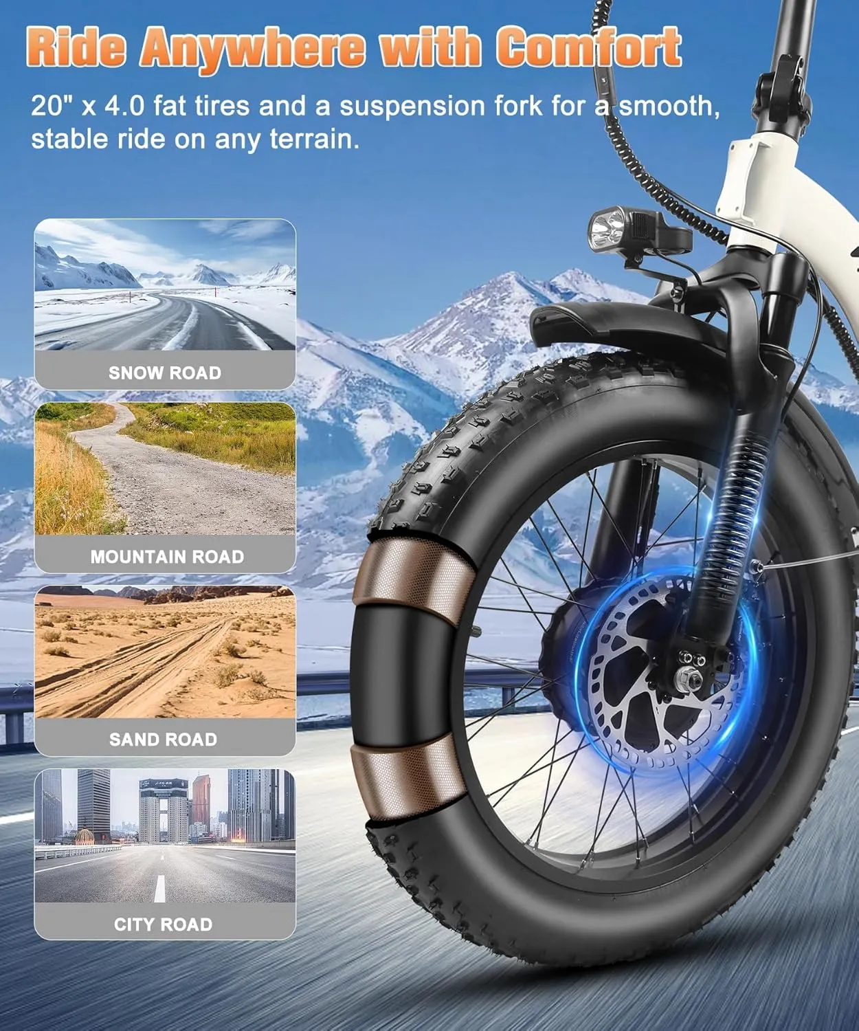 2000W Dual Motor Electric Bike SummitX 32Ah/60Ah Battery E-Bike 160  Miles Long Range 28MPH Foldable 20x4.0 Fat Tire Ebike for Adult Hydraulic Brake Delivery Commuting Bicycle 2 Seat UL 2849