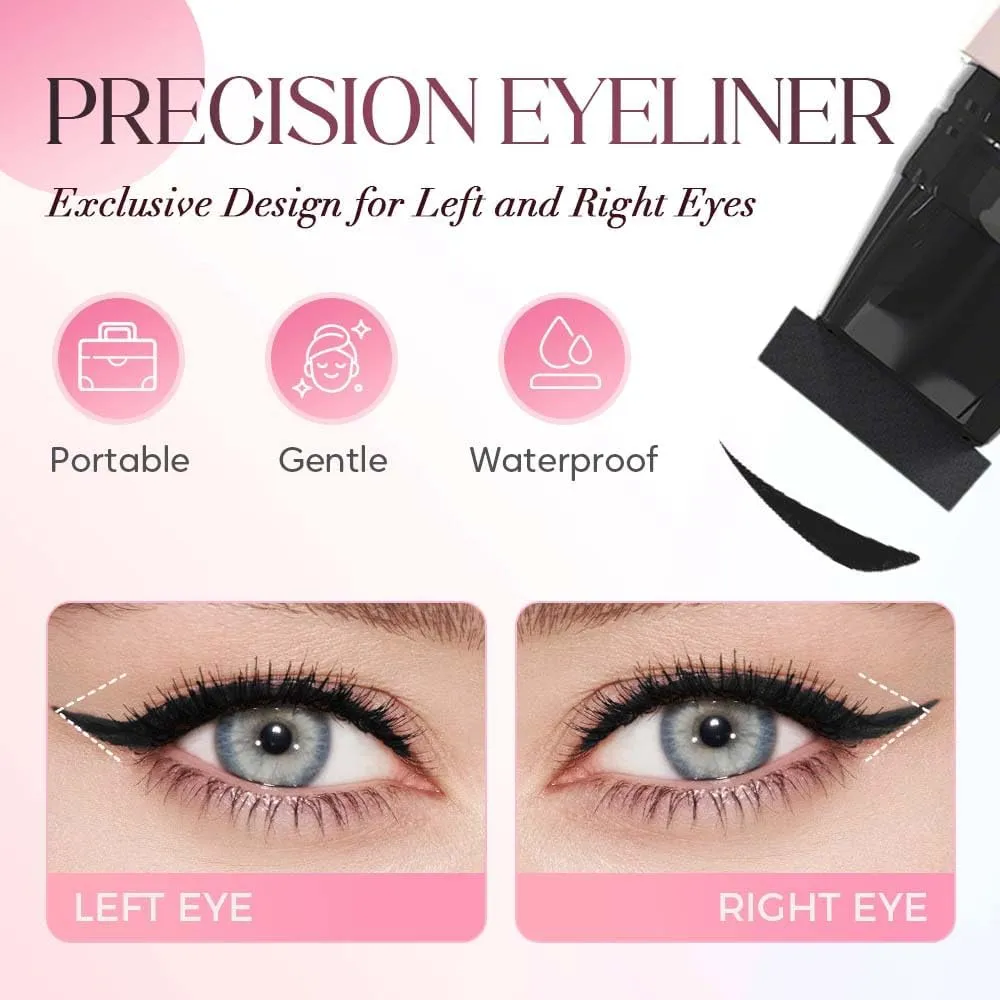 2025 New Foldable Eyeliner Stamp, Waterproof Winged Eyeliner Tool, Quick Drying Smudge Proof Double Ended Stamps for Beginners (2 Pcs Brown)