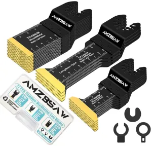 22PCS Titanium Oscillating Multitool Blades Metal Cutting, Universal Saw Blades for Metal Nails Hard Material and Wood Plastic, Multi Tool Blades Kits Fit Dewalt Bosch Milwaukee Ryobi