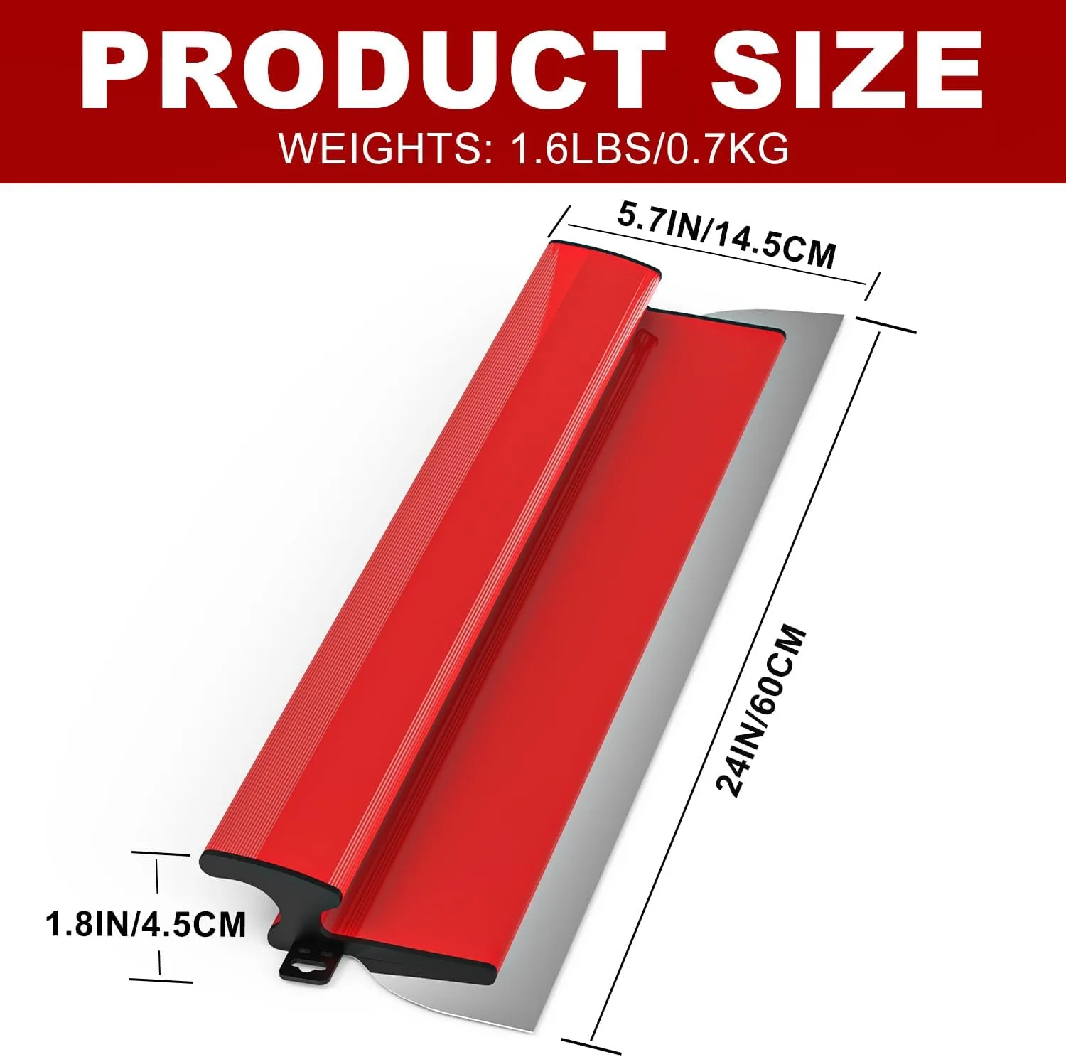 24 Inch Drywall Skimming Blade, Replaceable 0.35mm Stainless Steel Blade, Drywall Trowel for Gyprock, Drywall and Wall-Boardrd, Ergonomically Designed Grip