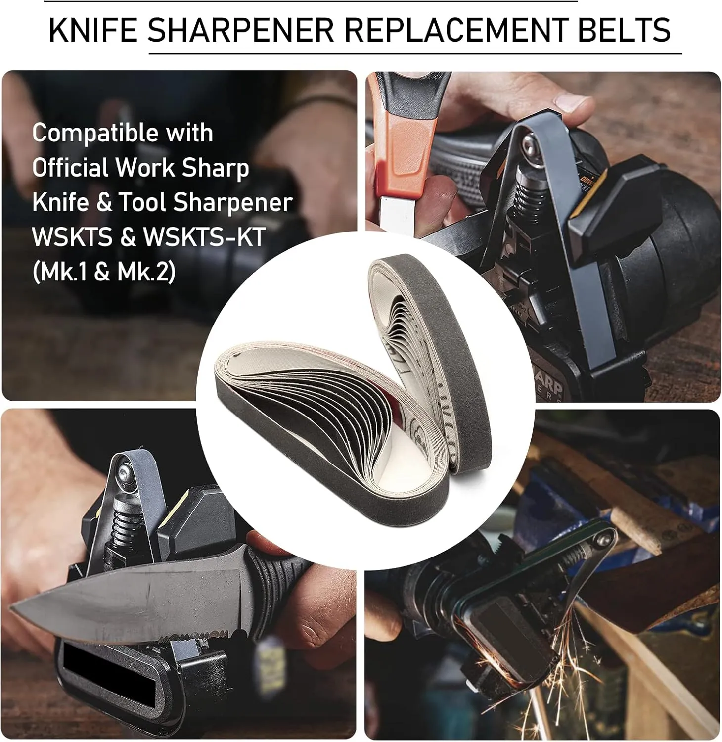 24 PCS 1/2" x 12" Replacement Sanding Belts, 240 Medium Grit Sharpening Belt for Official Work Sharp Knife & Tool Sharpener (WSKTS & WSKTS-KT/Mk.1 & Mk.2)