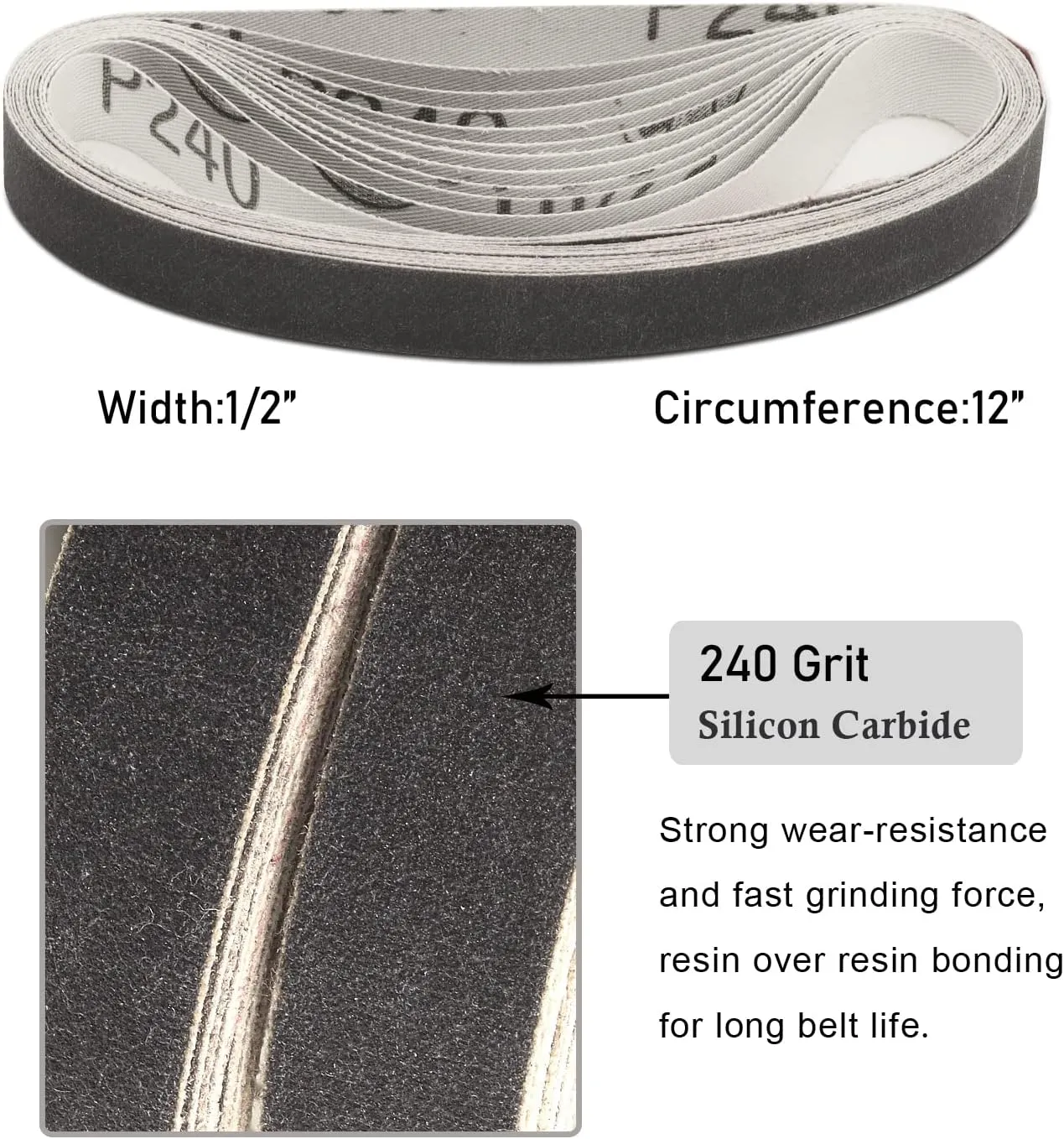 24 PCS 1/2" x 12" Replacement Sanding Belts, 240 Medium Grit Sharpening Belt for Official Work Sharp Knife & Tool Sharpener (WSKTS & WSKTS-KT/Mk.1 & Mk.2)