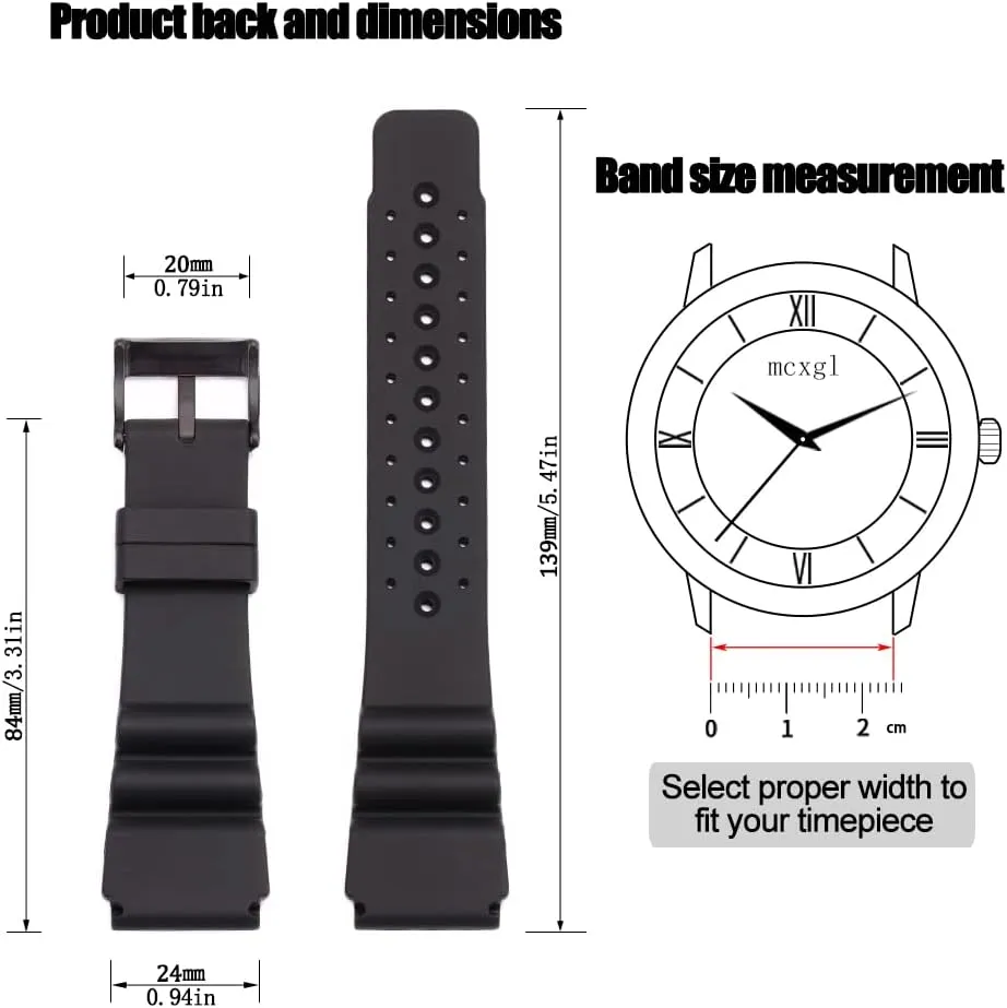 24mm Silicone Watch Band Compatible with Citizen Hyper Aqualand Duplex Promaster Men's Dive Strap Sport Waterproof Wristband