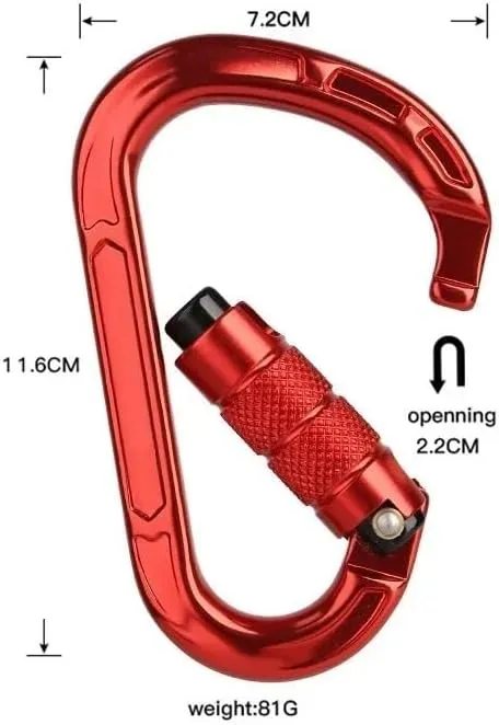25kN Auto Lock Spring-Loaded Gate Aluminum H-Carabiner Outdoor Kits Carabiner