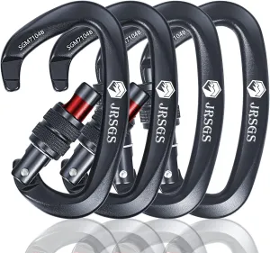 25KN Locking Climbing Carabiner Clips, UlAA Certified Rockclimbing Carabiner,Heavy Duty Carabiners Equipment,Large SizeCarabiner for Climbing, Rappelling,Hunting and Rescue