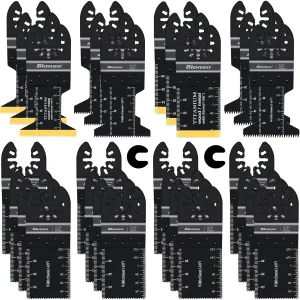 28PCS Oscillating Saw Blades, Professional Universal Titanium Multitool Blades for Wood Plastics Metal, Quick Release Multi Tool Blades Kits Fit Dewalt Ryobi Milwaukee Rockwell Fein Makita