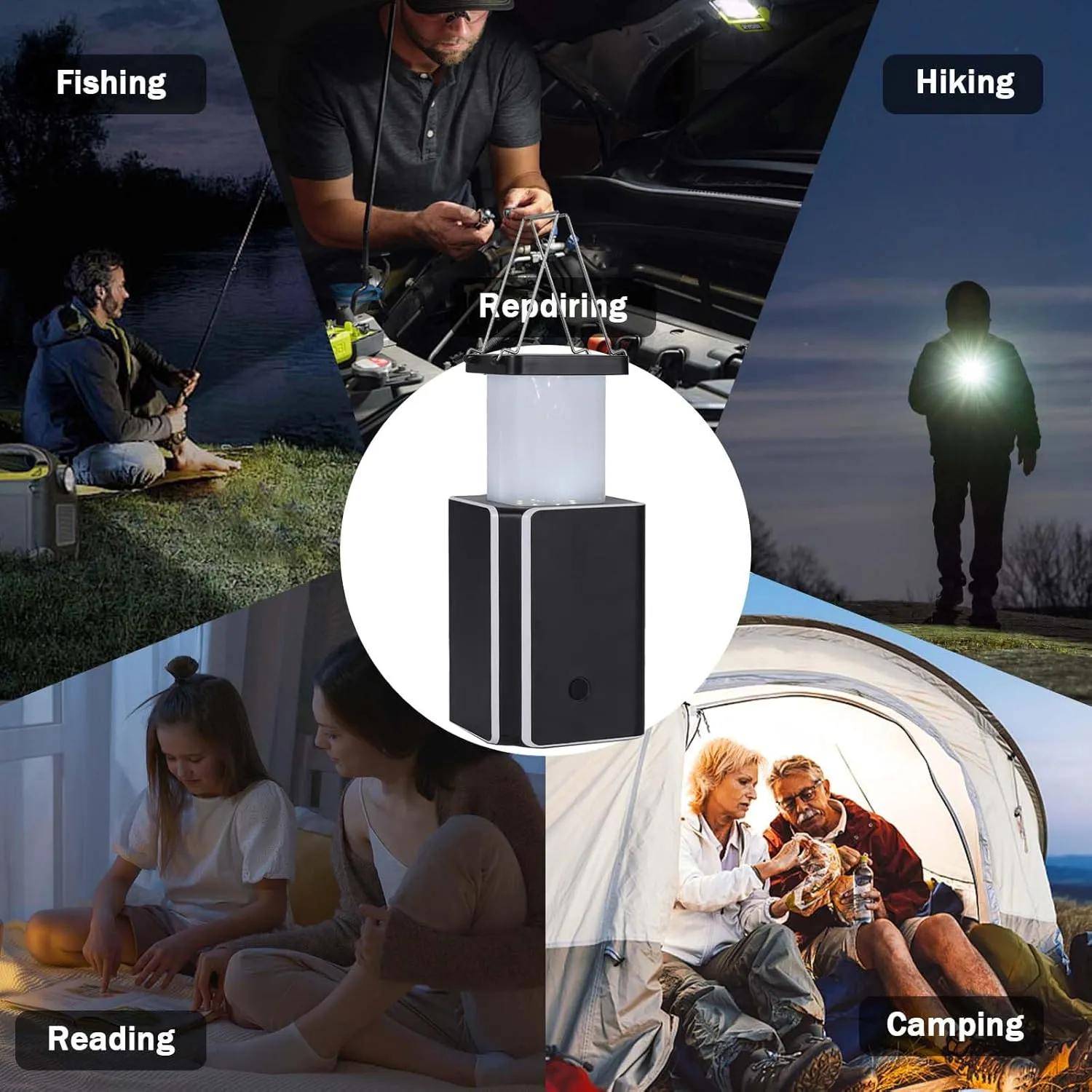 2Pack Solar LED Rechargeable Emergency Camping Lantern,Wram White Solar Rechargeable,Rechargeable Type C,Emergency Lights Hand-Crank Power Generation,Phone Power Supply Function,flashlights