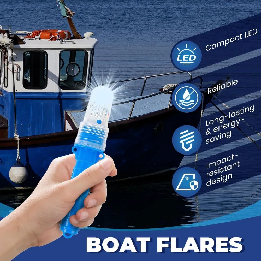 2PCS Boat Flares, 2025 New Coast Guard Approved Marine Boat Flares Kit, Waterproof Emergency Signals Safety Kit for Fishing Boats, Life Rafts & Emergency Signaling (Blue)