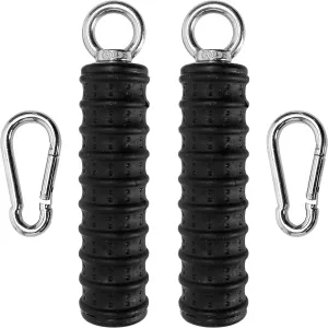 2Pcs Ergonomic Single Handle Tricep Attachment Cable Machine, Maximum Advantage Grip Attachments, Pull Up Rope, Rope Arm, Pulldown Bar Workout, Strength Hand Grips for Gym (2 Carabiners Included)