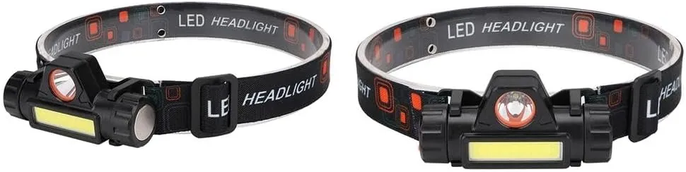 2X Head Sport USB Rechargeable LED Headlamp | Super Bright 300lm | Adjustable Strap | Compact Design | Outdoor Running Cycling Hiking Fishing Torch