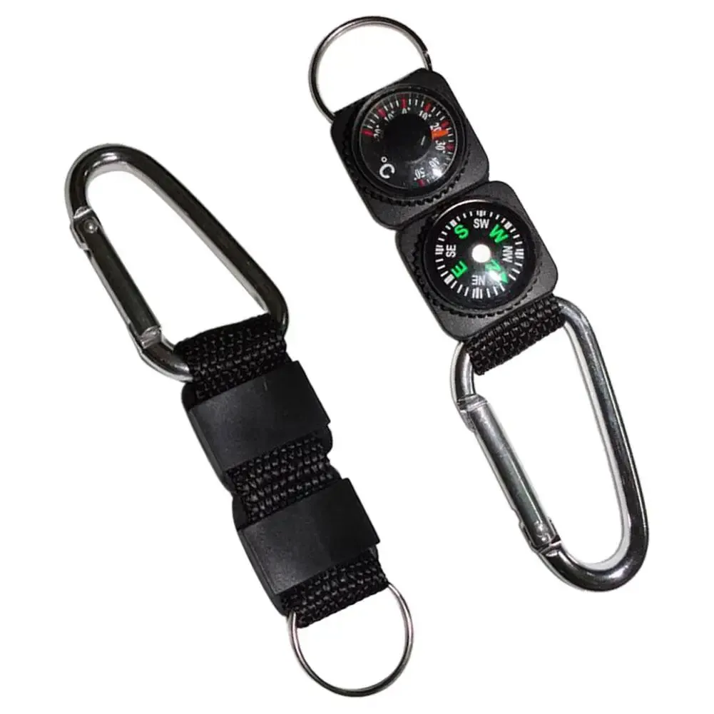 3-in-1 Multi-function Compass Thermometer Carabiner Key Chain - Survival Tool for Camping and Hiking