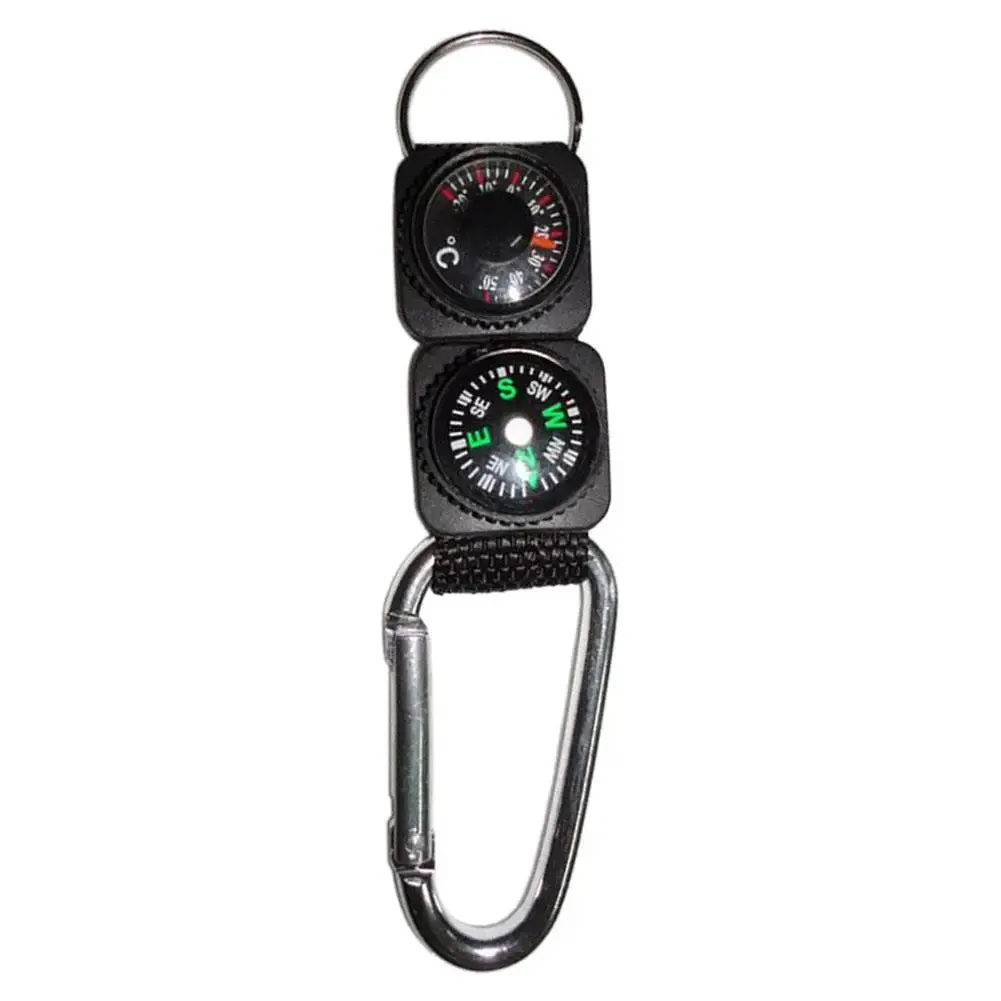 3-in-1 Multi-function Compass Thermometer Carabiner Key Chain - Survival Tool for Camping and Hiking