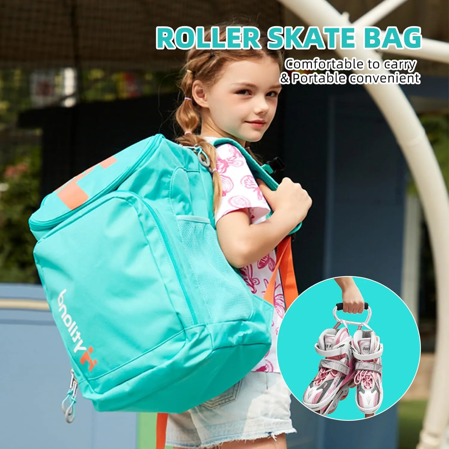 3 Pcs Roller Skate Bag Internal waterproof Ice Skate Bag roller skate backpack with Multi-Pockets Skate Bag Fits to US women and man Skateing Accessory with Covers Towel Locking Carabiner