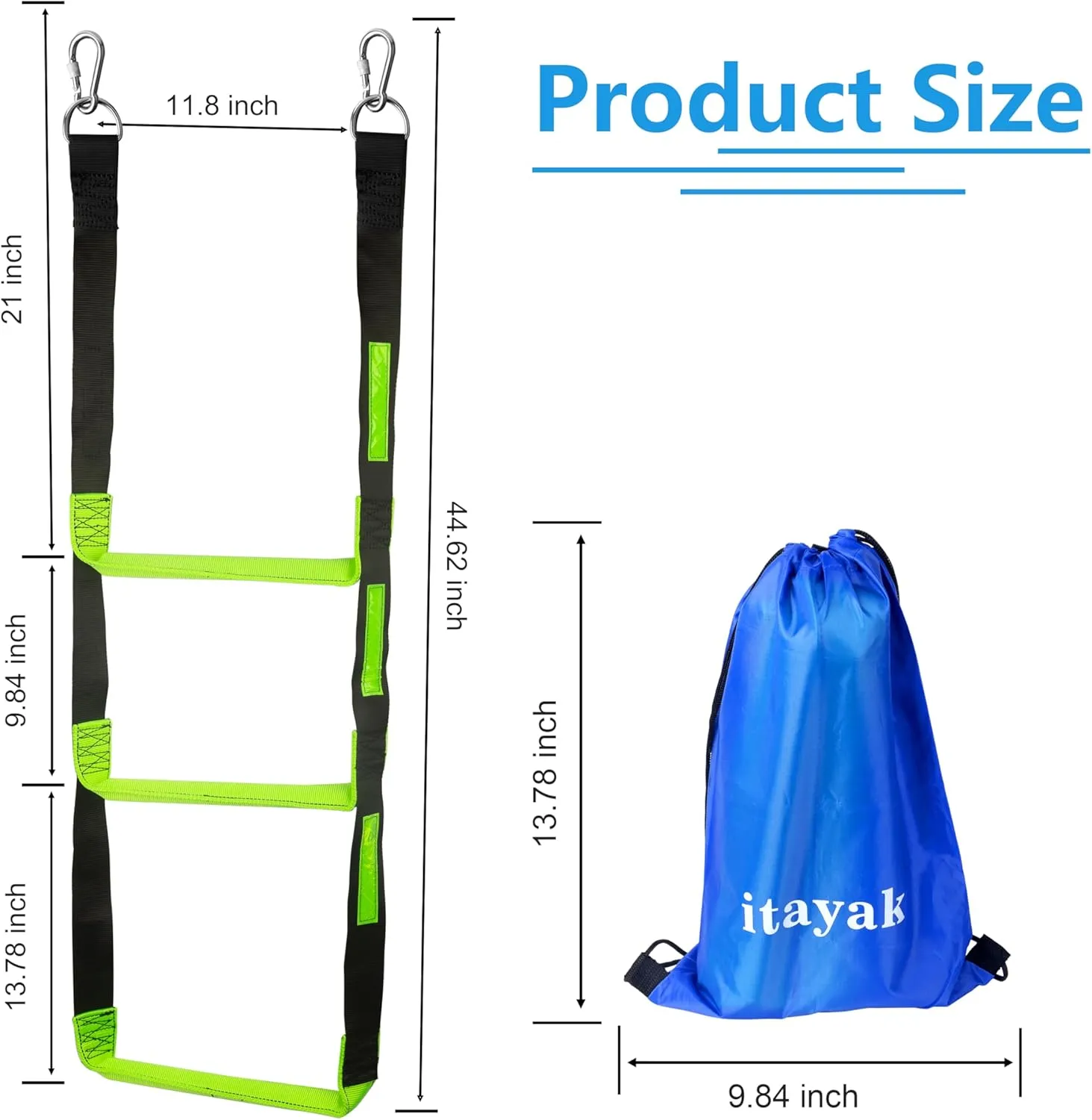 3 Step Boat Rope Ladder, Foldable Assist Boarding Outdoor Climbing Rope Ladder for Inflatable Boat, Pontoon Boat, Sailboat, Kayak, Motorboat, Canoeing