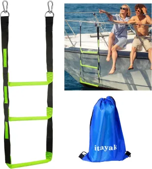 3 Step Boat Rope Ladder, Foldable Assist Boarding Outdoor Climbing Rope Ladder for Inflatable Boat, Pontoon Boat, Sailboat, Kayak, Motorboat, Canoeing