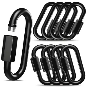 30-Pack Black M10 Quick Links Screw, 4Inch Threaded Quick Chain Link Connectors, 3/8” Heavy Duty Locking Carabiners, 2000 LBS Capacity Anti-Rust Chain Hooks for Swings, Shade Sails and Bird Toys