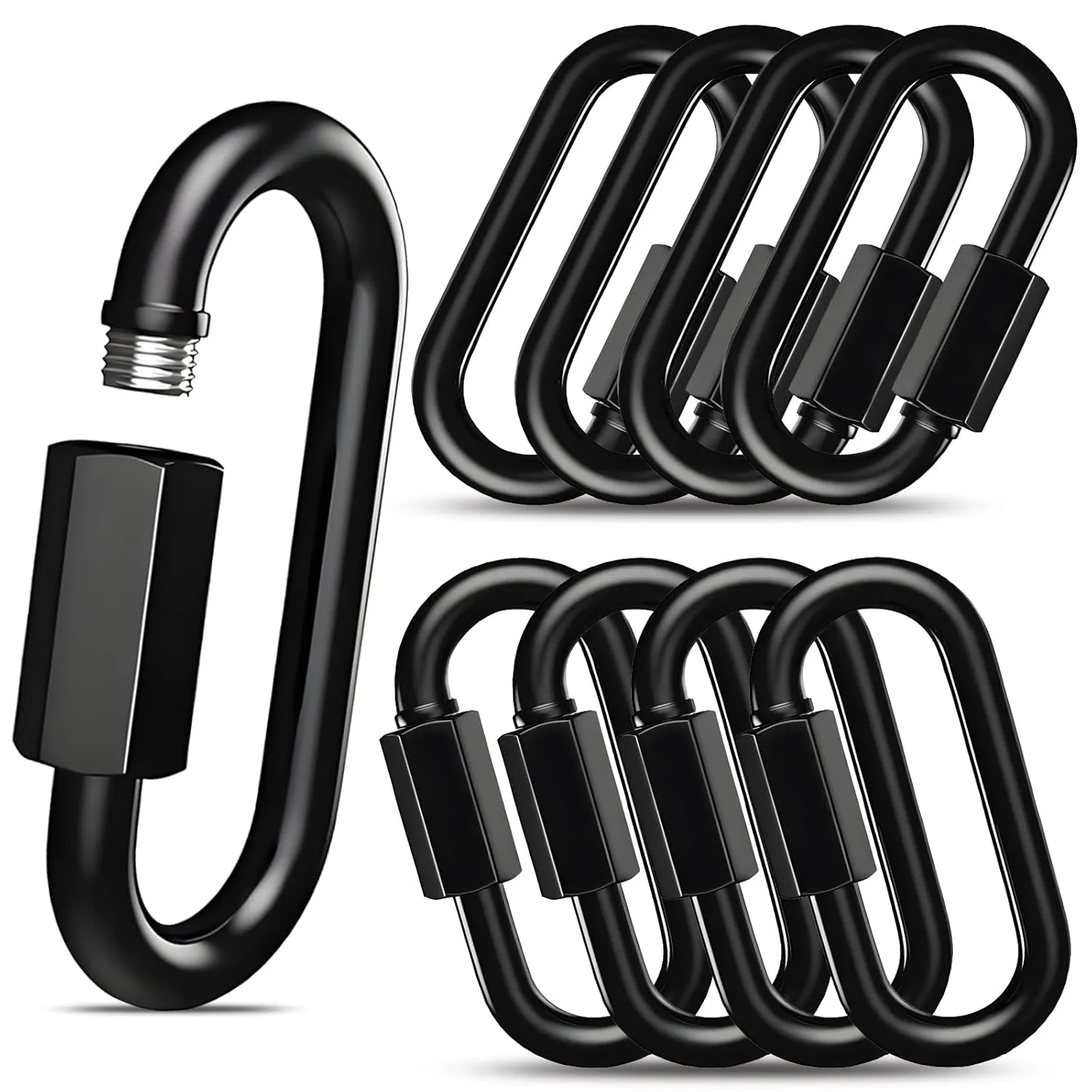 30-Pack Black M10 Quick Links Screw, 4Inch Threaded Quick Chain Link Connectors, 3/8” Heavy Duty Locking Carabiners, 2000 LBS Capacity Anti-Rust Chain Hooks for Swings, Shade Sails and Bird Toys