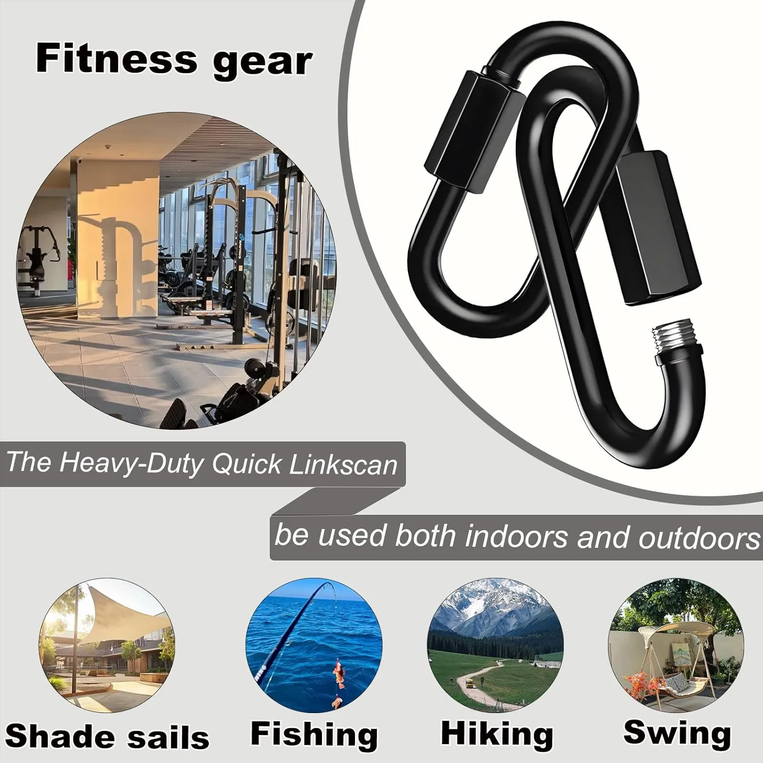 30-Pack Black M10 Quick Links Screw, 4Inch Threaded Quick Chain Link Connectors, 3/8” Heavy Duty Locking Carabiners, 2000 LBS Capacity Anti-Rust Chain Hooks for Swings, Shade Sails and Bird Toys