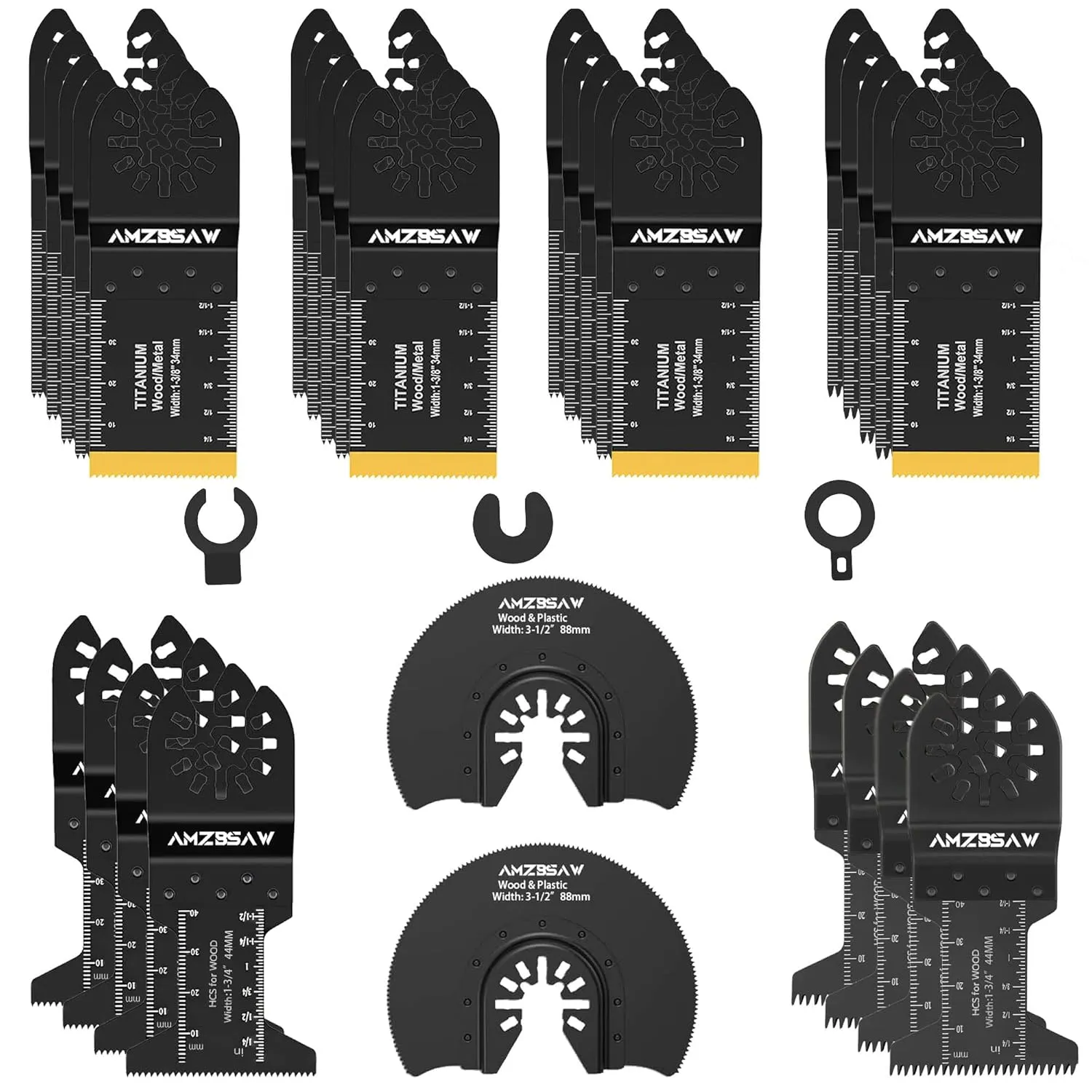 30 PCS Oscillating Tool Blades, 6 Types Oscillating Saw Blades for Metal Nails and Wood Plastic, Professional Multi Tool Blades Kits Fit Bosch Dewalt Ryobi Milwaukee