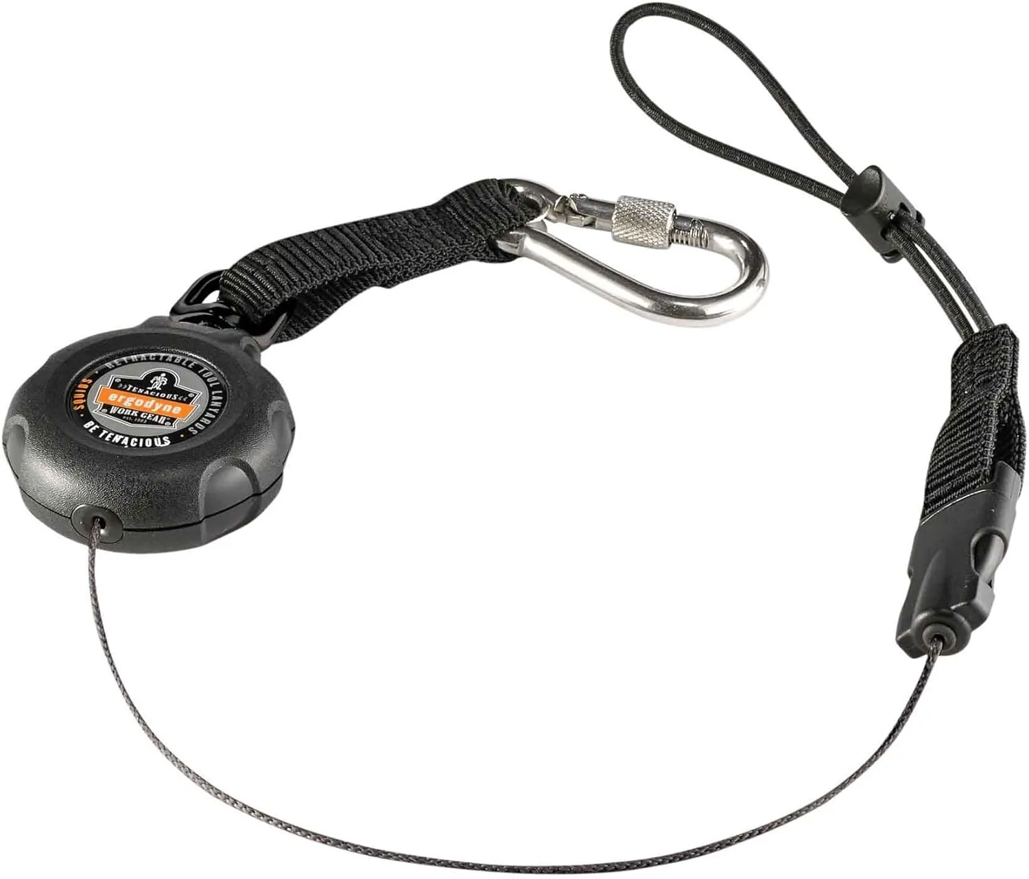 3001 Standard Black Retractable Single Carabiner w/loop end - 2lb