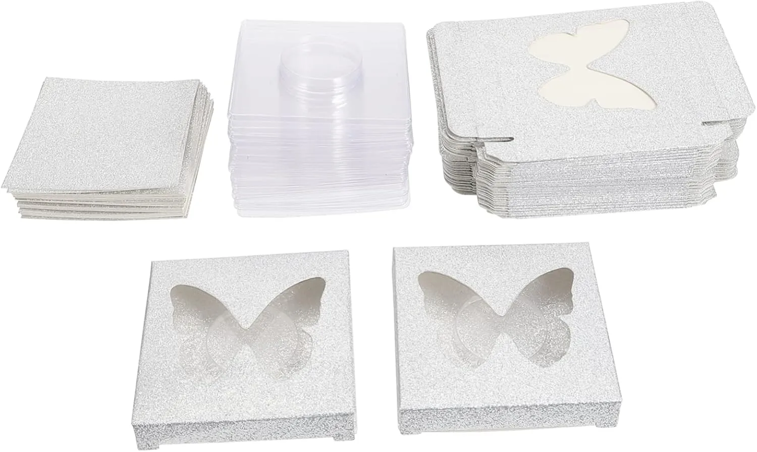 30pcs False Eyelash Organizer with Lash Tray Compact Storage Box with Butterfly Window Design for Easy Access and Secure Lash Packing