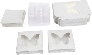 30pcs False Eyelash Organizer with Lash Tray Compact Storage Box with Butterfly Window Design for Easy Access and Secure Lash Packing