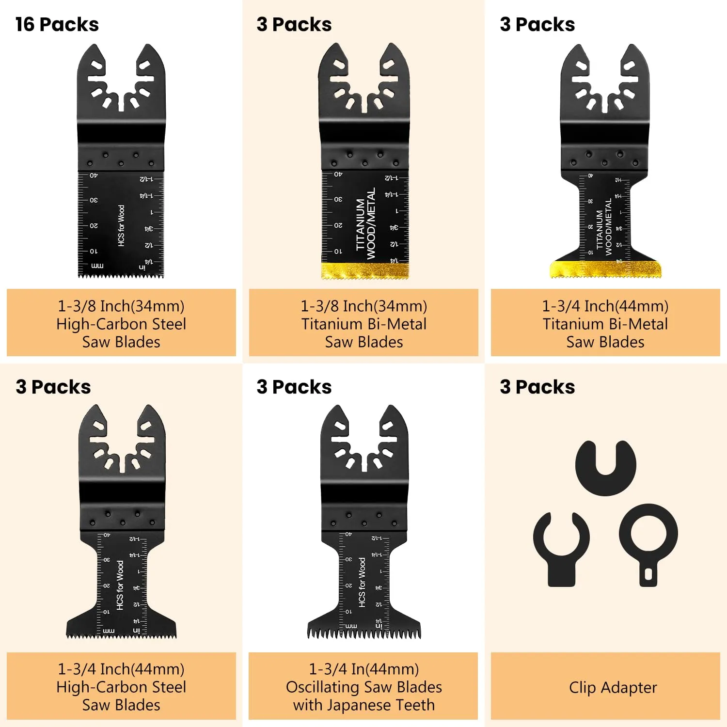 31 PCS Multi Tool Blade Kits, Professional Titanium Oscillating Tool Blades for Metal, Wood, Plastic, Quick Release Oscillating Saw Blades Compatible with Dewalt Milwaukee Ryobi Rockwell Fein
