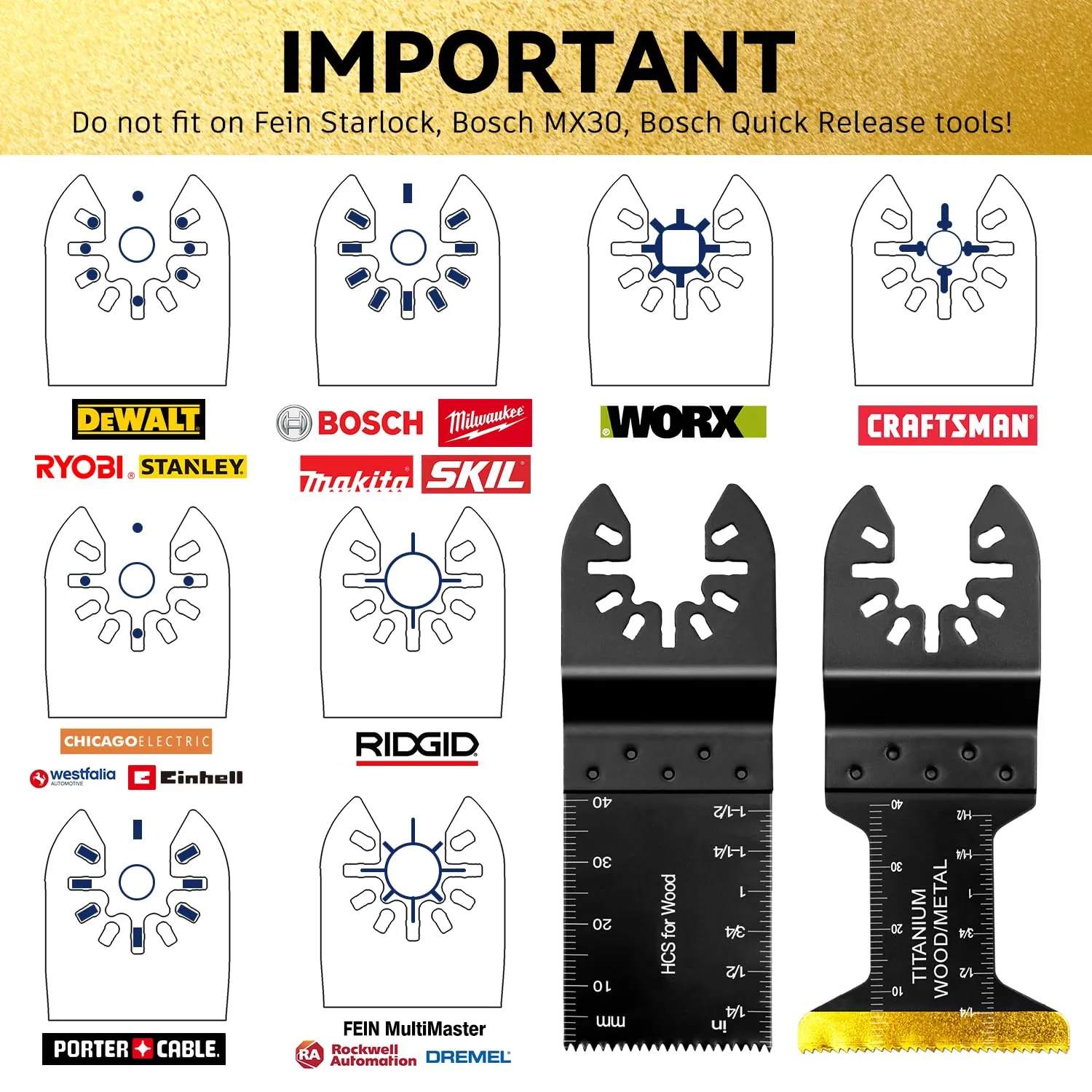 31 PCS Multi Tool Blade Kits, Professional Titanium Oscillating Tool Blades for Metal, Wood, Plastic, Quick Release Oscillating Saw Blades Compatible with Dewalt Milwaukee Ryobi Rockwell Fein