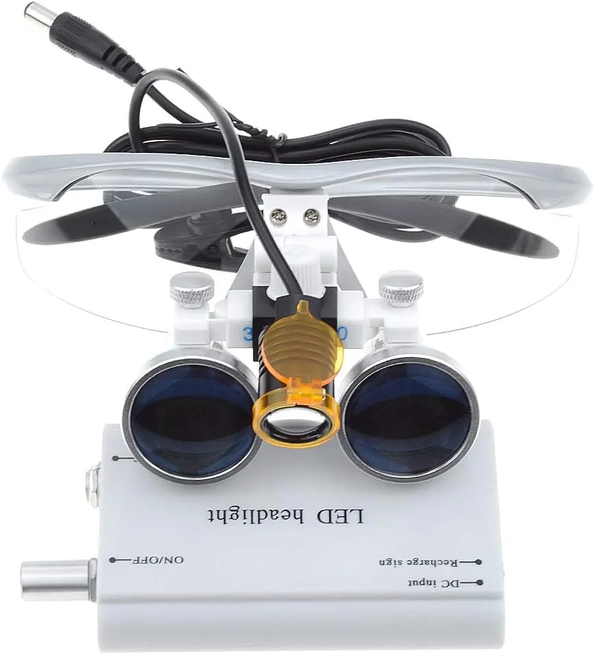 3.5X-420mm Loupes Binocular Magnifier Loupe with 3W LED Spot Filter Headlamp (Silver)