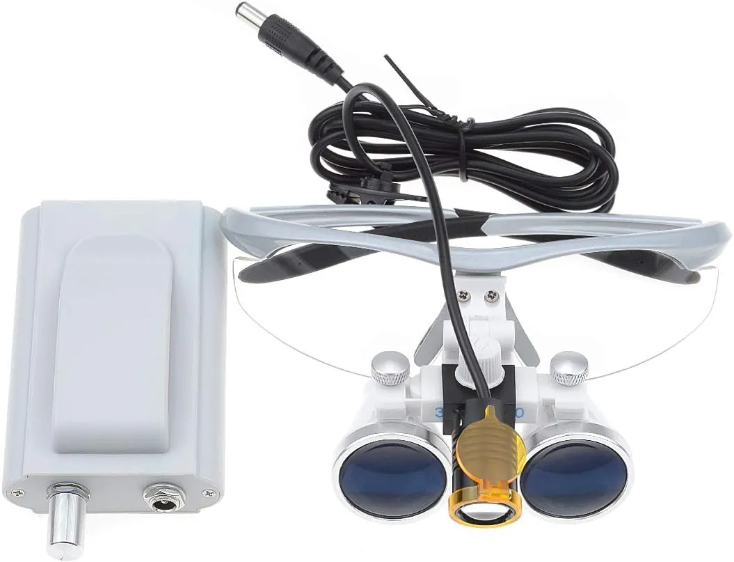 3.5X-420mm Loupes Binocular Magnifier Loupe with 3W LED Spot Filter Headlamp (Silver)