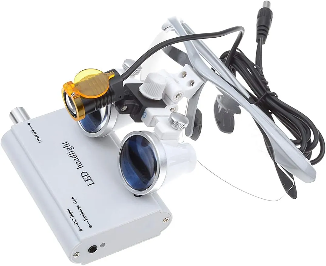 3.5X-420mm Loupes Binocular Magnifier Loupe with 3W LED Spot Filter Headlamp (Silver)