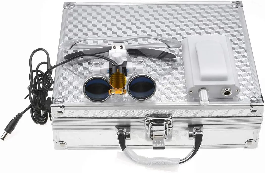 3.5X-420mm Loupes Binocular Magnifier Loupe with 3W LED Spot Filter Headlamp (Silver)