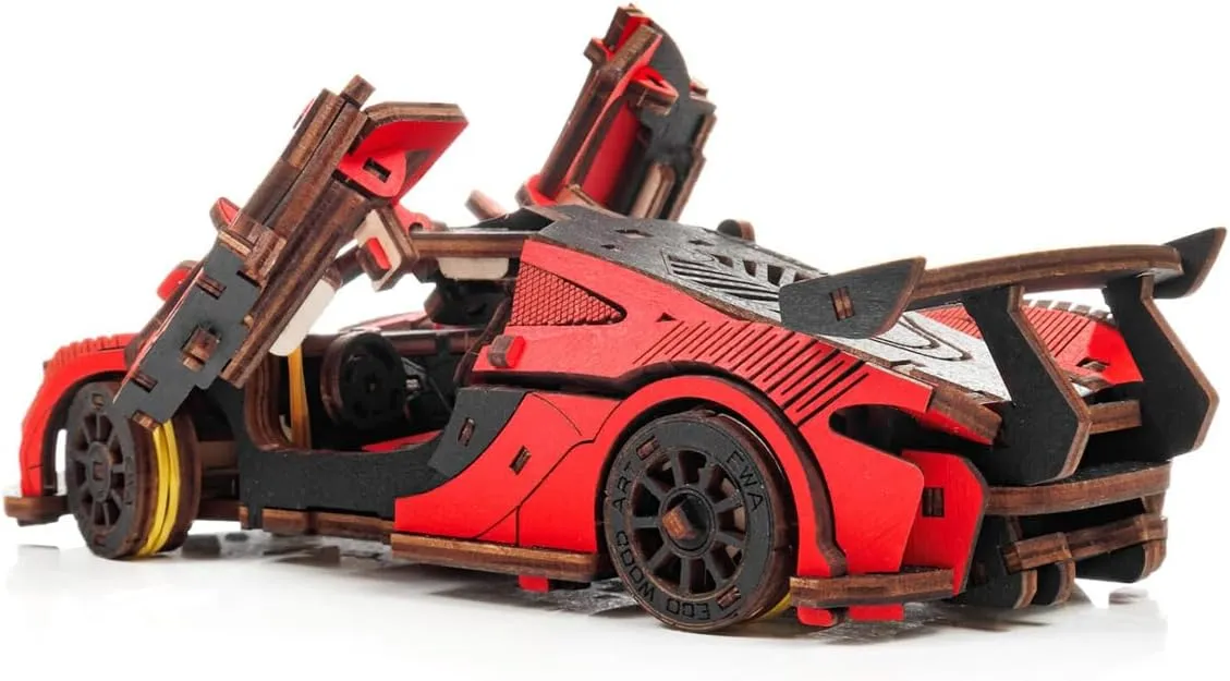 3D Wooden Puzzle for Adults, 3D Jigsaw Puzzle Racing Drift Car Wooden Model Building Kit, 237PCS Mechanical Sports Car DIY Assembly Building Kit Craft Toy Gift, KIT Version