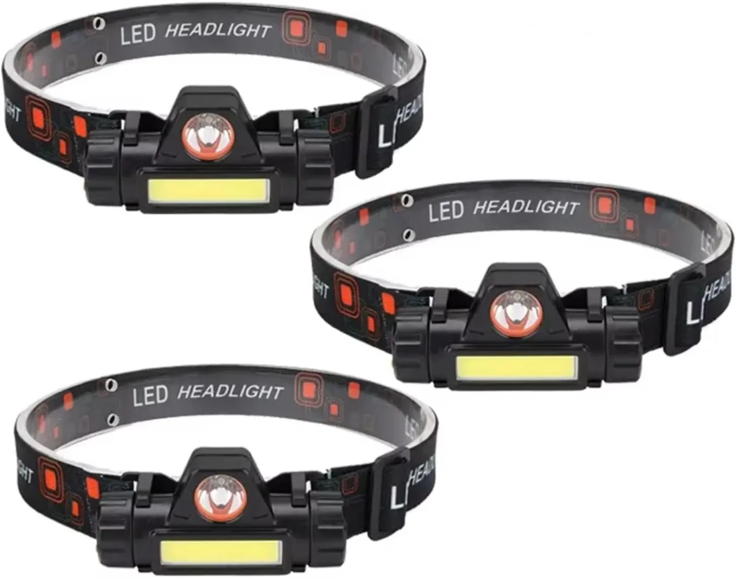 3PCS USB Rechargeable COB LED Headlamp Built in Battery Head Flashlight with Strong Magnetic Outdoor Camping Fishing Head Lantern
