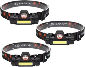 3PCS USB Rechargeable COB LED Headlamp Built in Battery Head Flashlight with Strong Magnetic Outdoor Camping Fishing Head Lantern