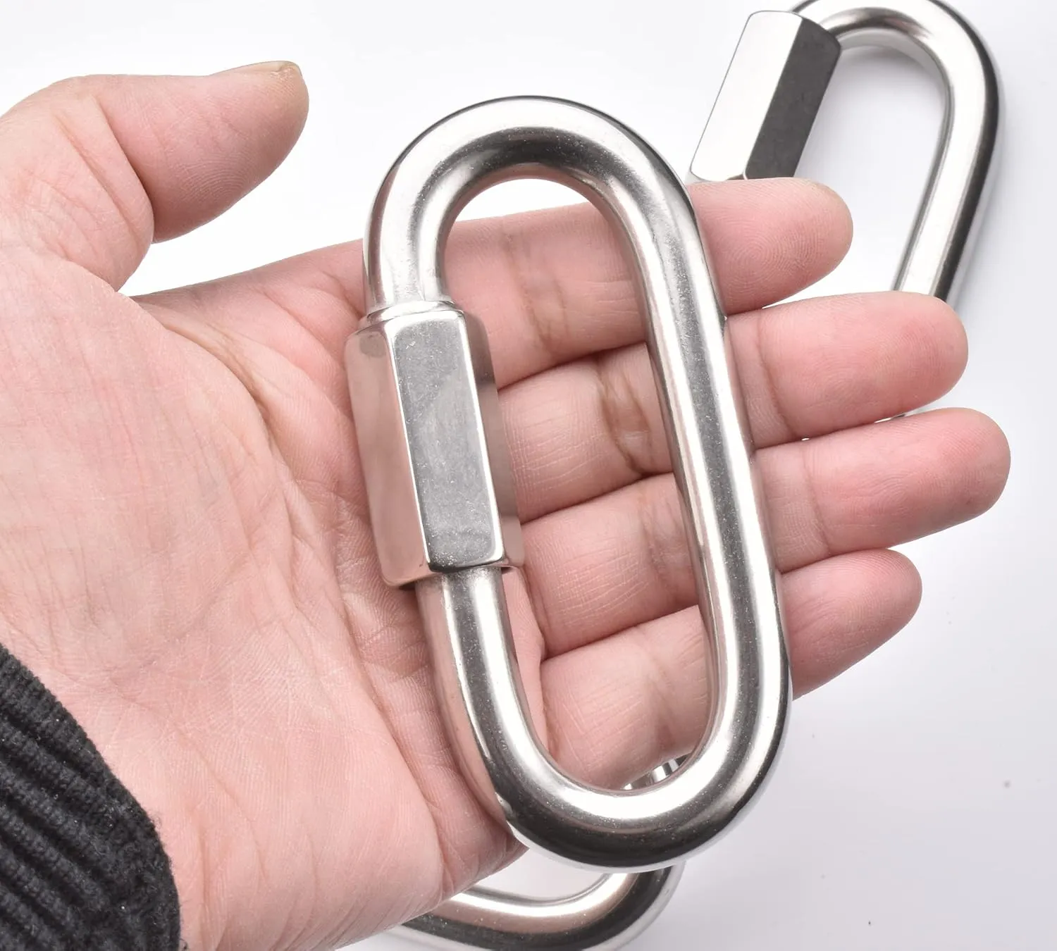 4 Packs 1/2" Quick Links,Alele M12 Heavy Duty 304 Stainless Steel Quick Link D Shape Locking Looks for Carabiner, Hammock, Camping and Outdoor Equipment, Max. Load 3300 Lb