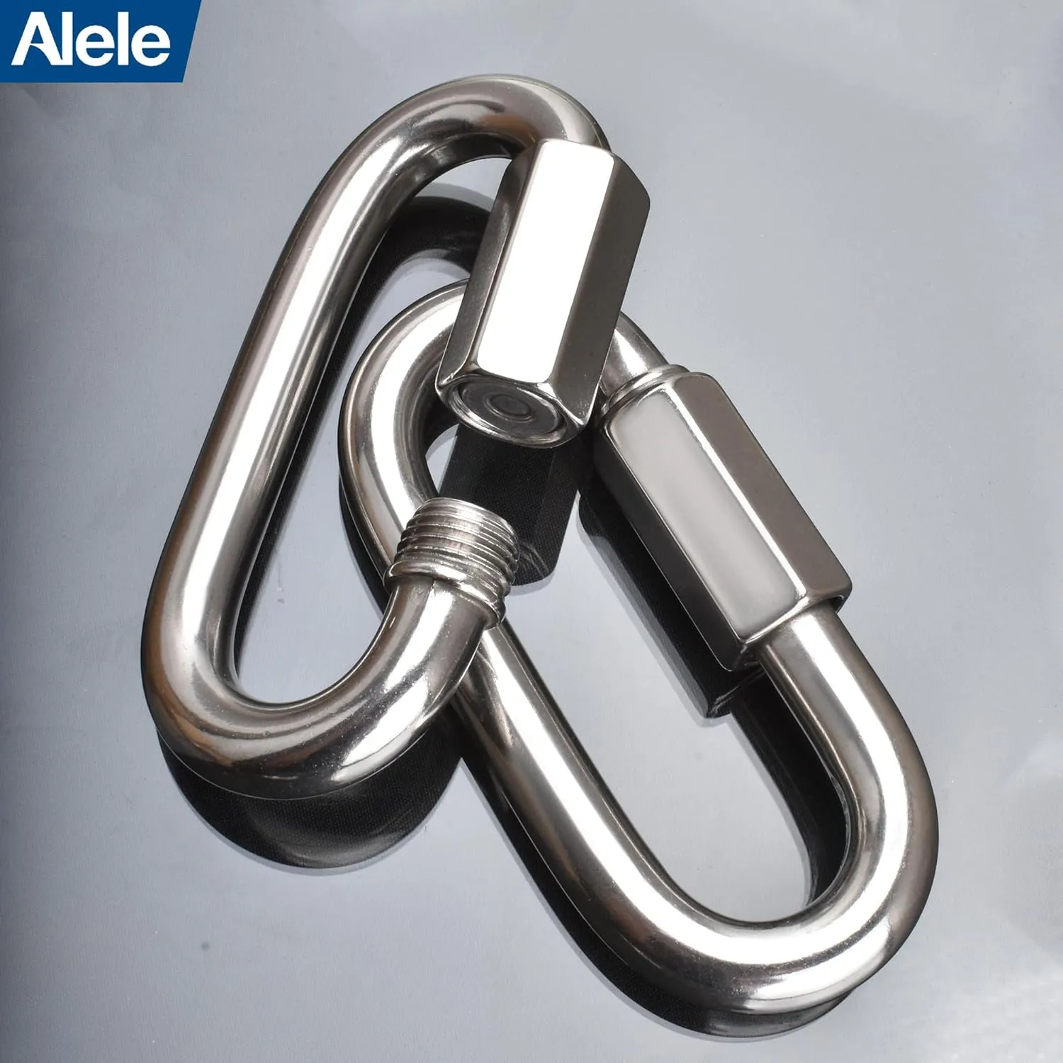 4 Packs 1/2" Quick Links,Alele M12 Heavy Duty 304 Stainless Steel Quick Link D Shape Locking Looks for Carabiner, Hammock, Camping and Outdoor Equipment, Max. Load 3300 Lb