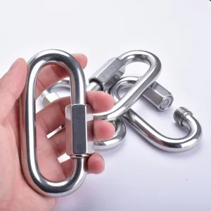 4 Packs 1/2" Quick Links,Alele M12 Heavy Duty 304 Stainless Steel Quick Link D Shape Locking Looks for Carabiner, Hammock, Camping and Outdoor Equipment, Max. Load 3300 Lb