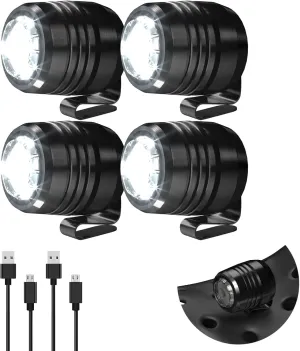 4 Rechargeable Headlights Compatible with Clog, Light Attachment for Shoes, Lights Accessories for Kids Adult Sandals, Clip on Clog Headlamp, Shoe Light Up Charms