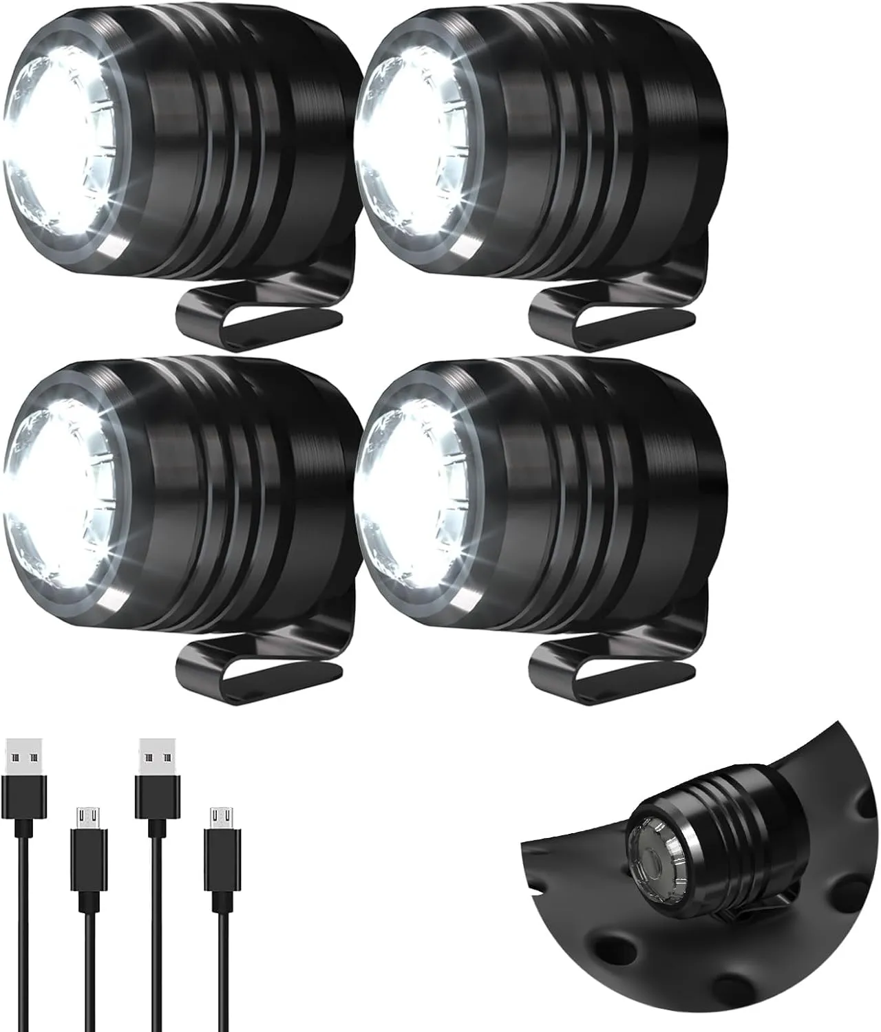 4 Rechargeable Headlights Compatible with Clog, Light Attachment for Shoes, Lights Accessories for Kids Adult Sandals, Clip on Clog Headlamp, Shoe Light Up Charms