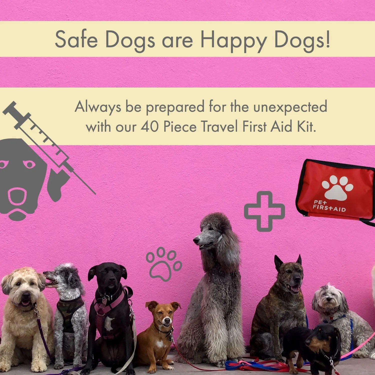 40-Piece Portable Pet First Aid Kit for Travel and Emergencies - Essential Supplies for Pet Parents