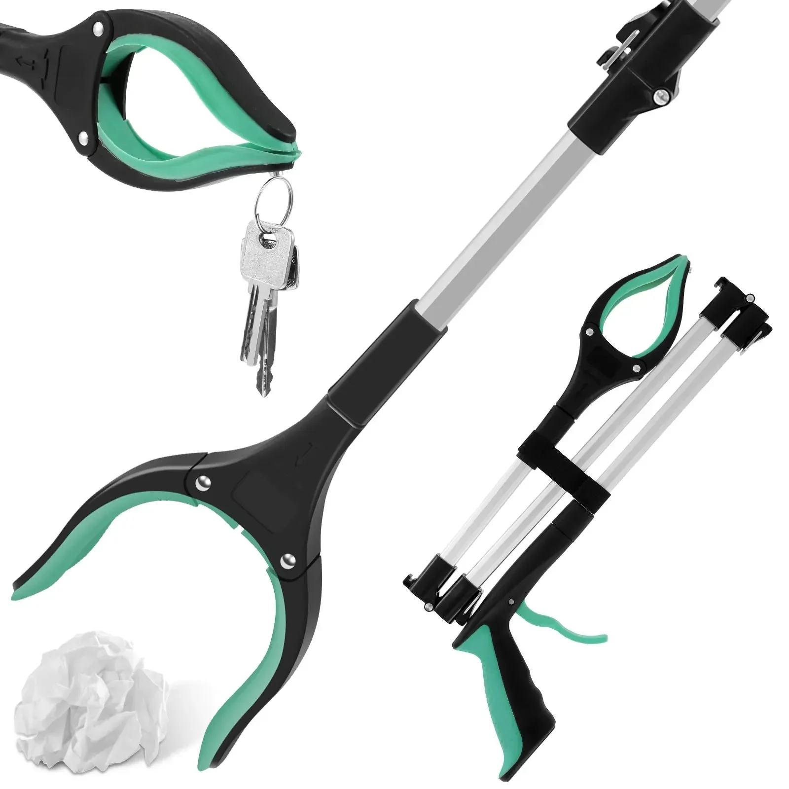 43" Upgraded Foldable Grabber Tool with Magnetic 360° Swivel Clip for Elderly