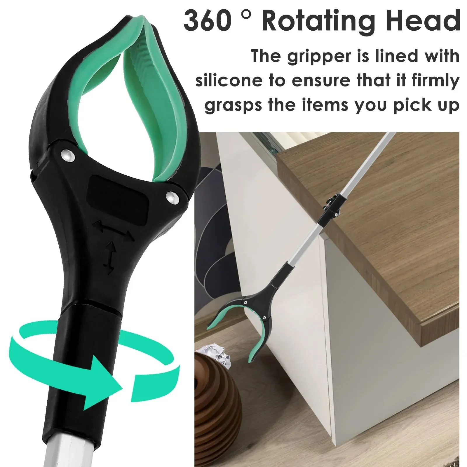 43" Upgraded Foldable Grabber Tool with Magnetic 360° Swivel Clip for Elderly