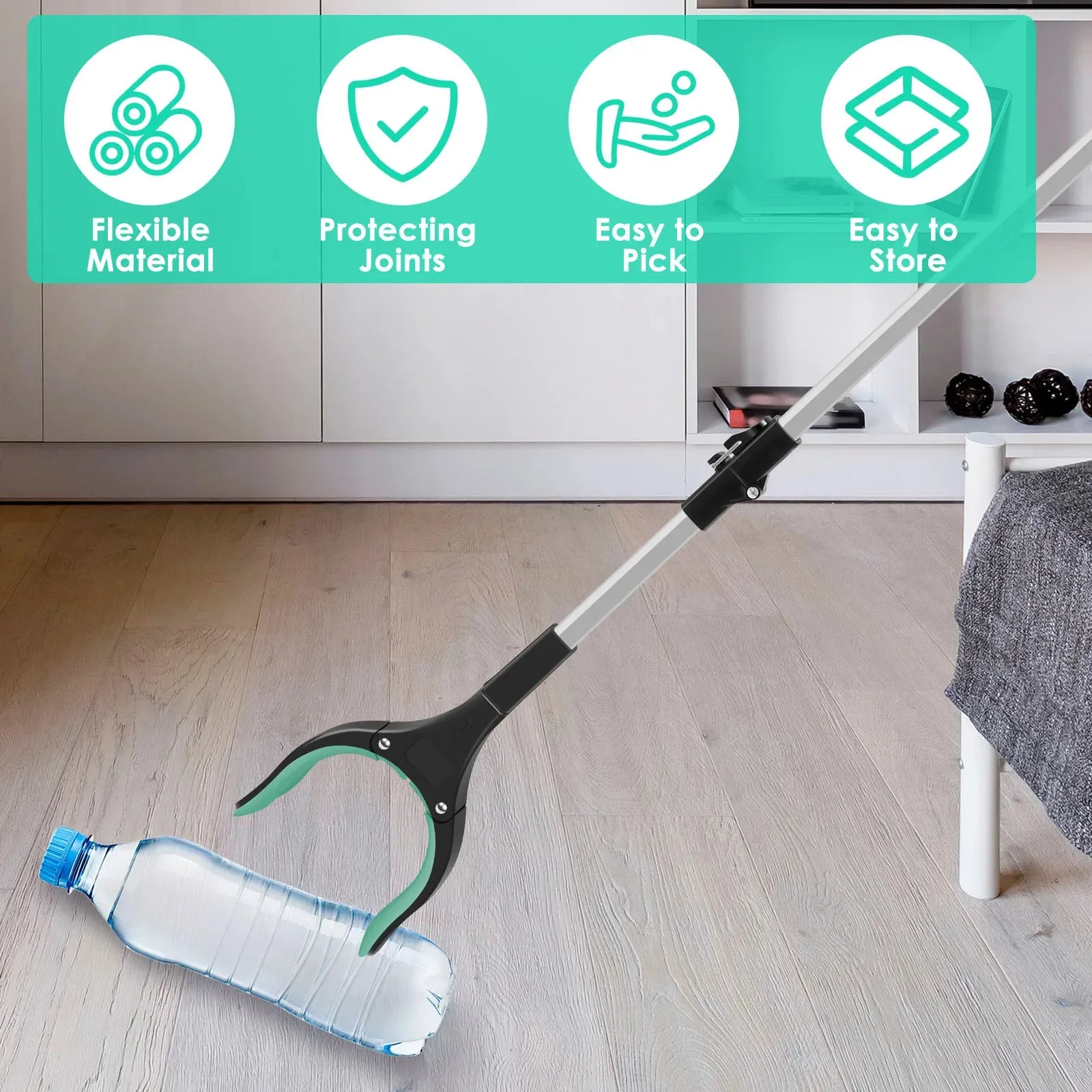 43" Upgraded Foldable Grabber Tool with Magnetic 360° Swivel Clip for Elderly