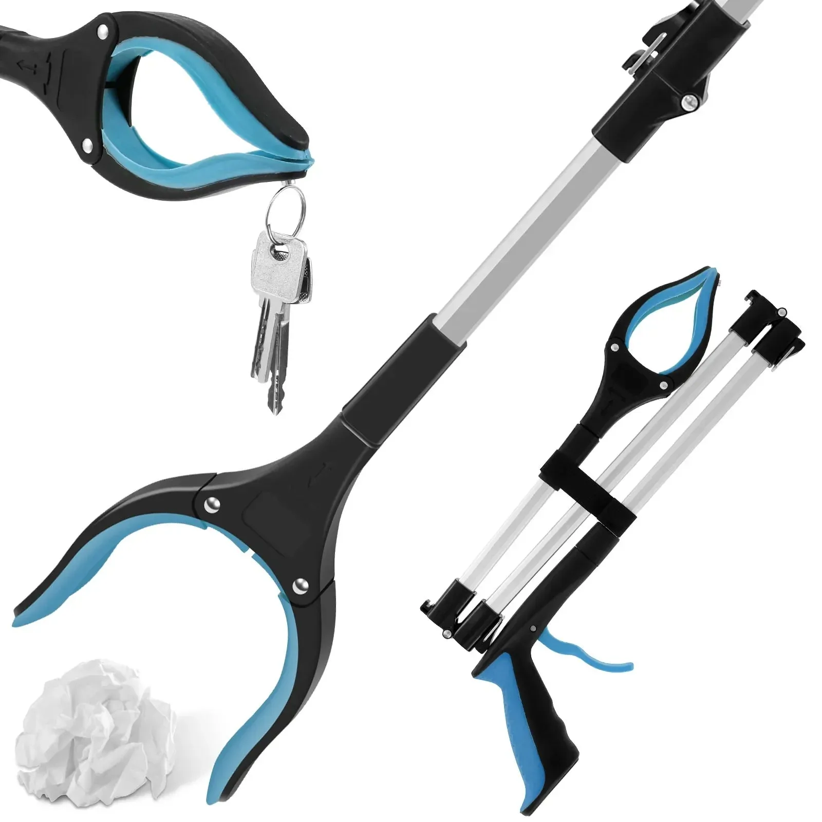 43" Upgraded Foldable Grabber Tool with Magnetic 360° Swivel Clip for Elderly