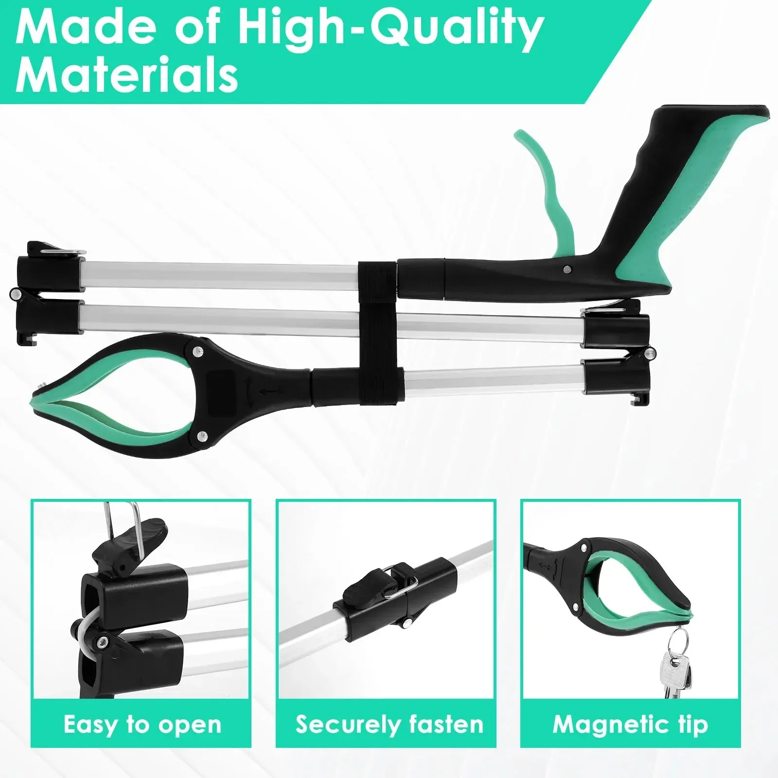 43" Upgraded Foldable Grabber Tool with Magnetic 360° Swivel Clip for Elderly