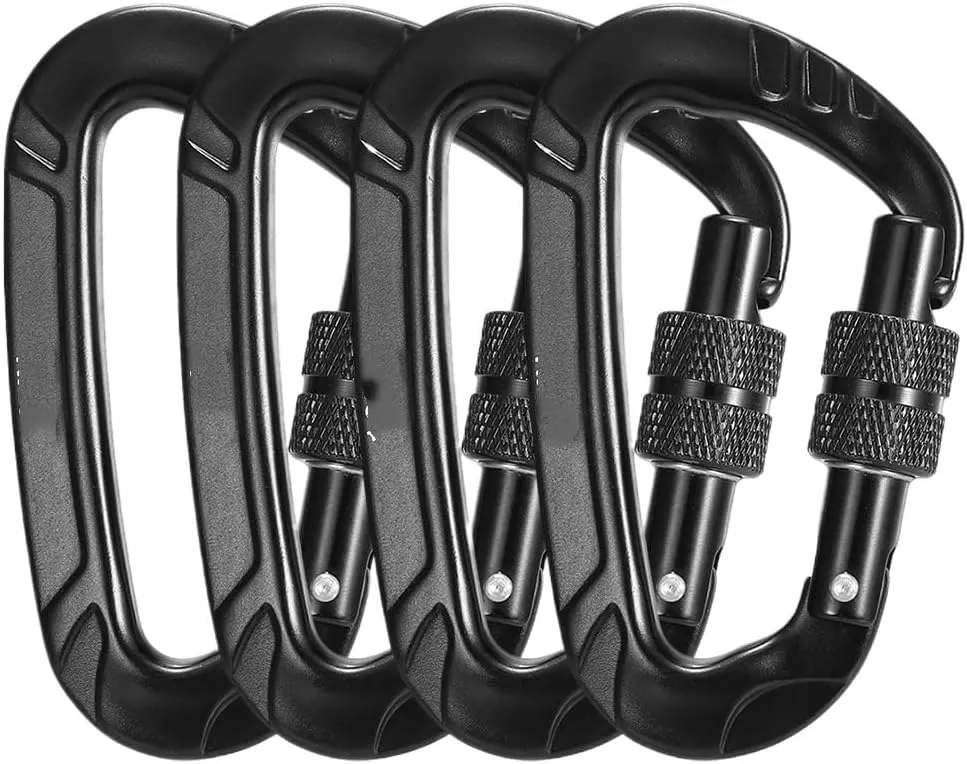 4pcs 12KN Twist Locking Carabiner Lightweight Hammock Swing Clip Equipment Carabiner