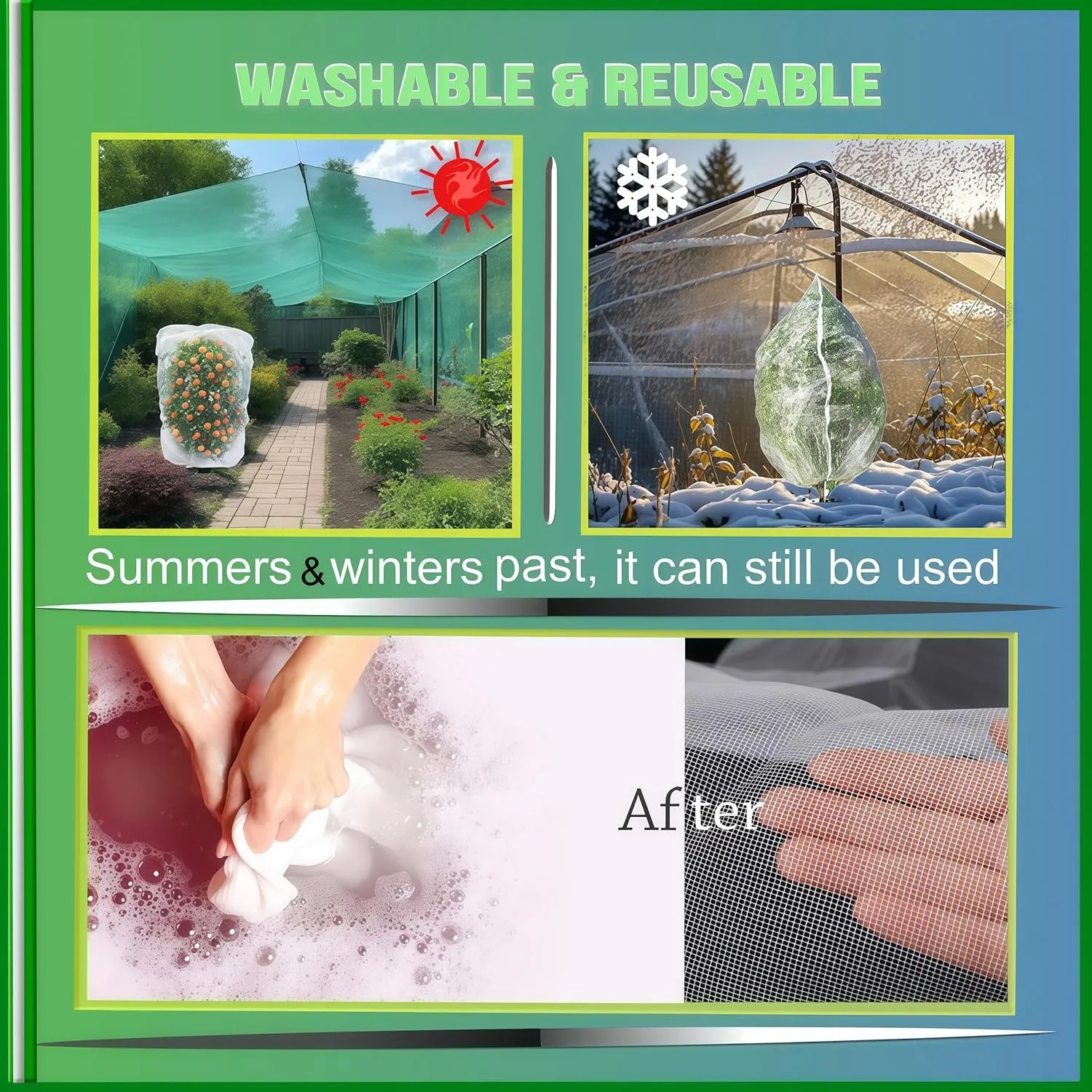 4Pcs 5.3x6ft Durable Garden Mesh Netting, Pest Barrier & Bird Net for Protect Fruit Tree Blueberry Bush, Reusable Insect Bag with Drawstring, Anti Animal Plant Cover from Deer,Squirrels