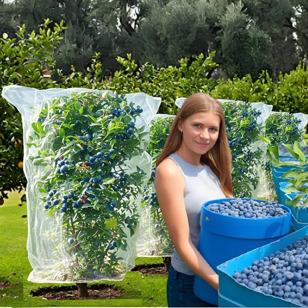 4Pcs 5.3x6ft Durable Garden Mesh Netting, Pest Barrier & Bird Net for Protect Fruit Tree Blueberry Bush, Reusable Insect Bag with Drawstring, Anti Animal Plant Cover from Deer,Squirrels